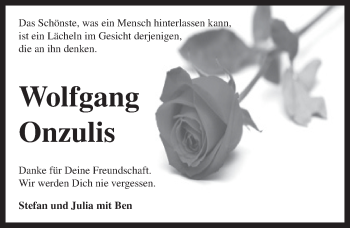 Traueranzeige von Wolfgang Onzulis von Pegnitz-Zeitung
